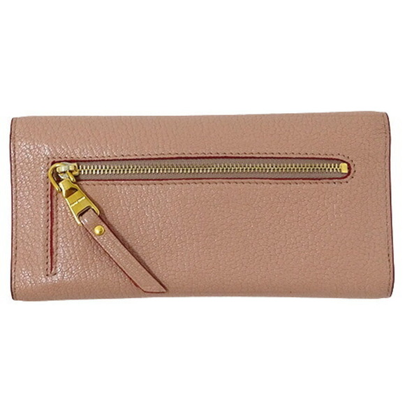 Miu MIUMIU Wallet Women's Long Leather Madras Love Pink 5MH013 Letter Heart - Picture 2 of 12
